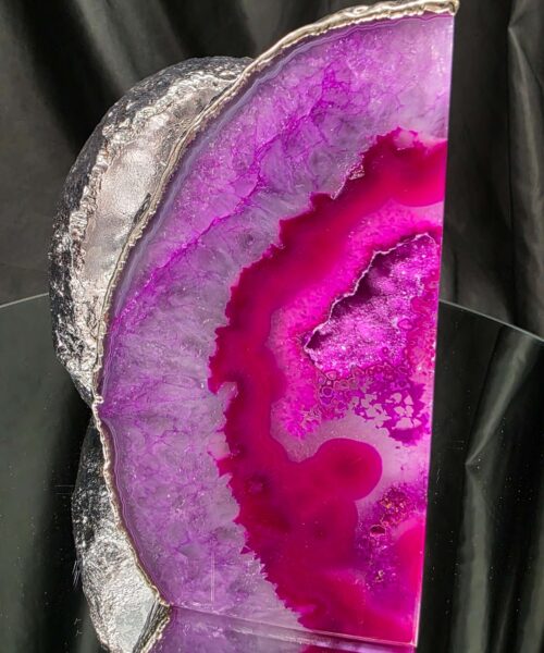 Pink Agate Silver Edge Microcrystalline Quartz Premium Bookends 1 Ornament Handpicked Size 2.673kg H15xW17xD6.5cm - Image 14