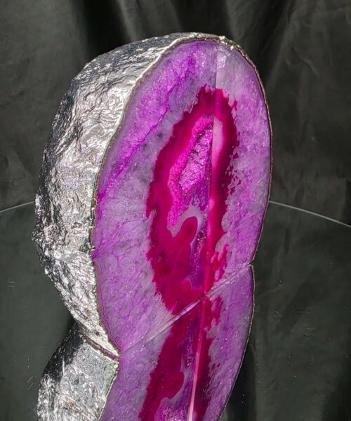 Pink Agate Silver Edge Microcrystalline Quartz Premium Bookends 1 Ornament Handpicked Size 2.673kg H15xW17xD6.5cm - Image 3