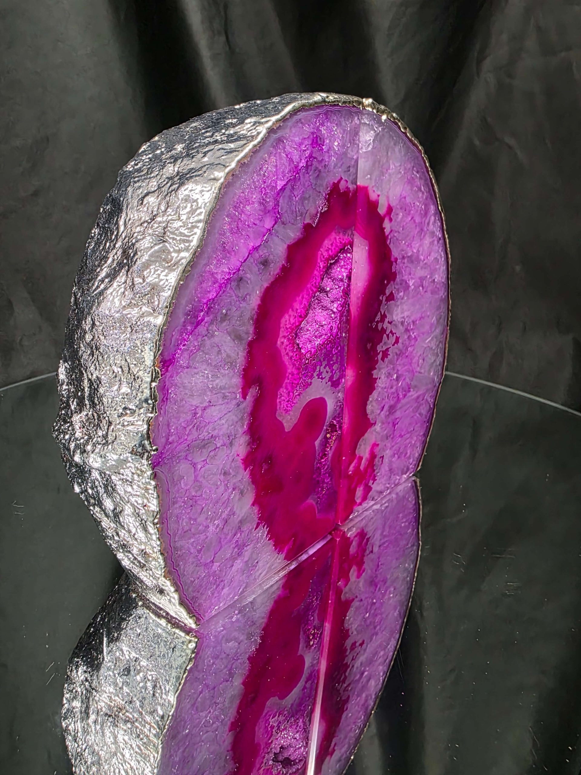 Pink Agate Silver Edge Microcrystalline Quartz Premium Bookends 1 Ornament Handpicked Size 2.673kg H15xW17xD6.5cm - Image 3