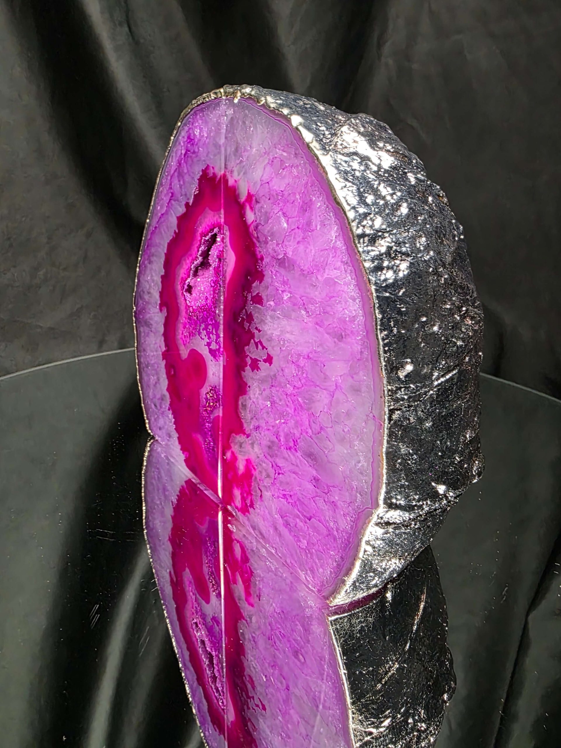 Pink Agate Silver Edge Microcrystalline Quartz Premium Bookends 1 Ornament Handpicked Size 2.673kg H15xW17xD6.5cm - Image 4