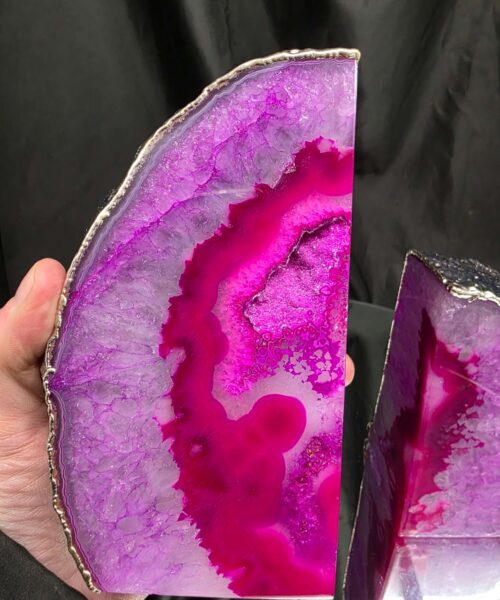 Pink Agate Silver Edge Microcrystalline Quartz Premium Bookends 1 Ornament Handpicked Size 2.673kg H15xW17xD6.5cm - Image 8