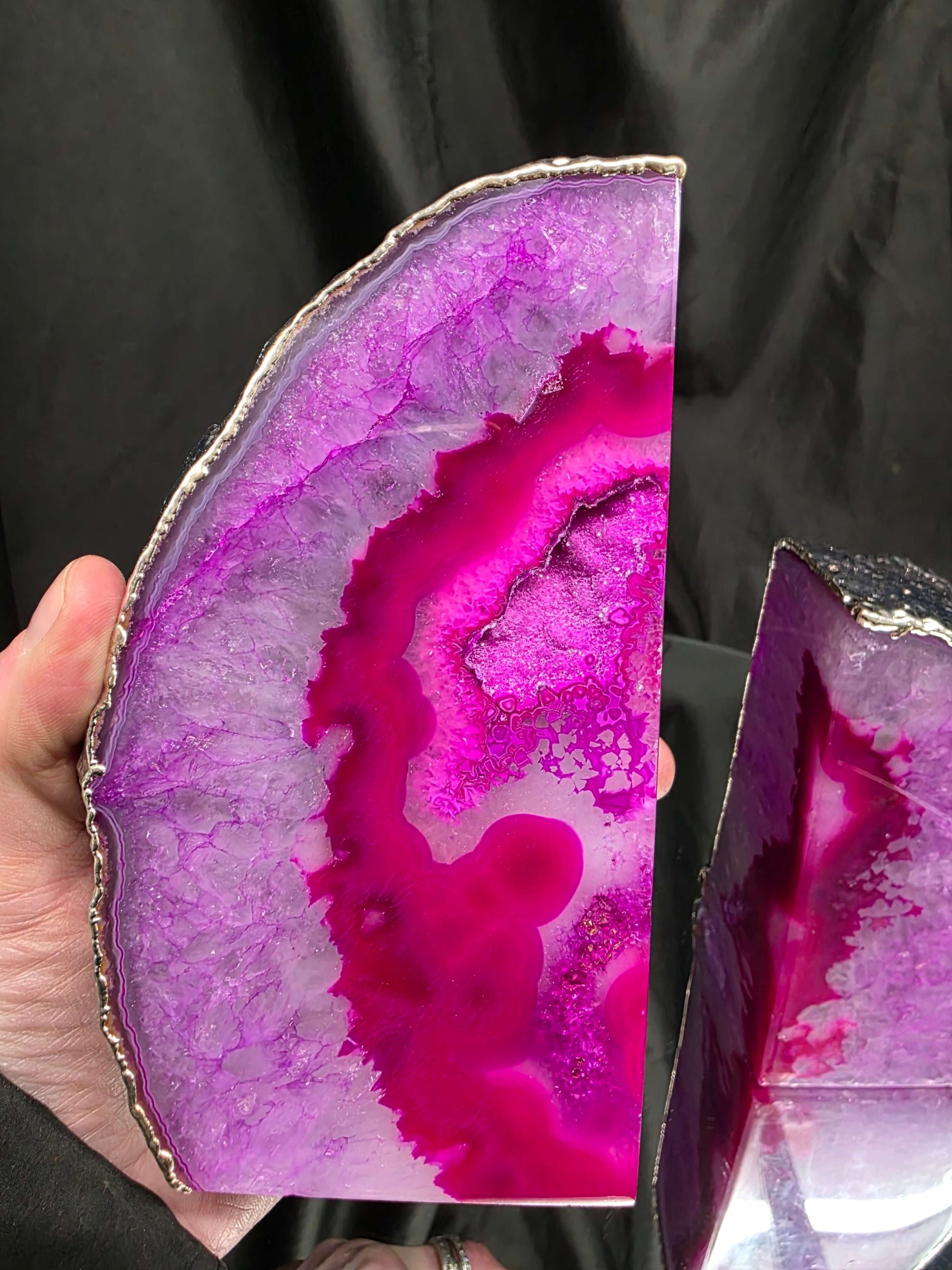 Pink Agate Silver Edge Microcrystalline Quartz Premium Bookends 1 Ornament Handpicked Size 2.673kg H15xW17xD6.5cm - Image 8