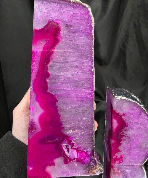 Pink Agate Silver Edge Microcrystalline Quartz Premium Bookends 1 Ornament Handpicked Size 2.673kg H15xW17xD6.5cm - Image 9