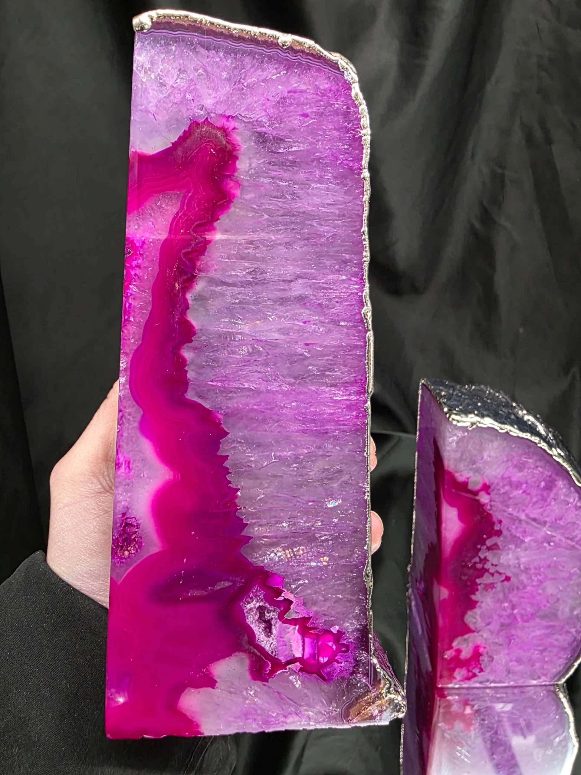 Pink Agate Silver Edge Microcrystalline Quartz Premium Bookends 1 Ornament Handpicked Size 2.673kg H15xW17xD6.5cm - Image 9