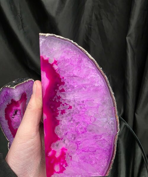 Pink Agate Silver Edge Microcrystalline Quartz Premium Bookends 1 Ornament Handpicked Size 2.673kg H15xW17xD6.5cm - Image 10