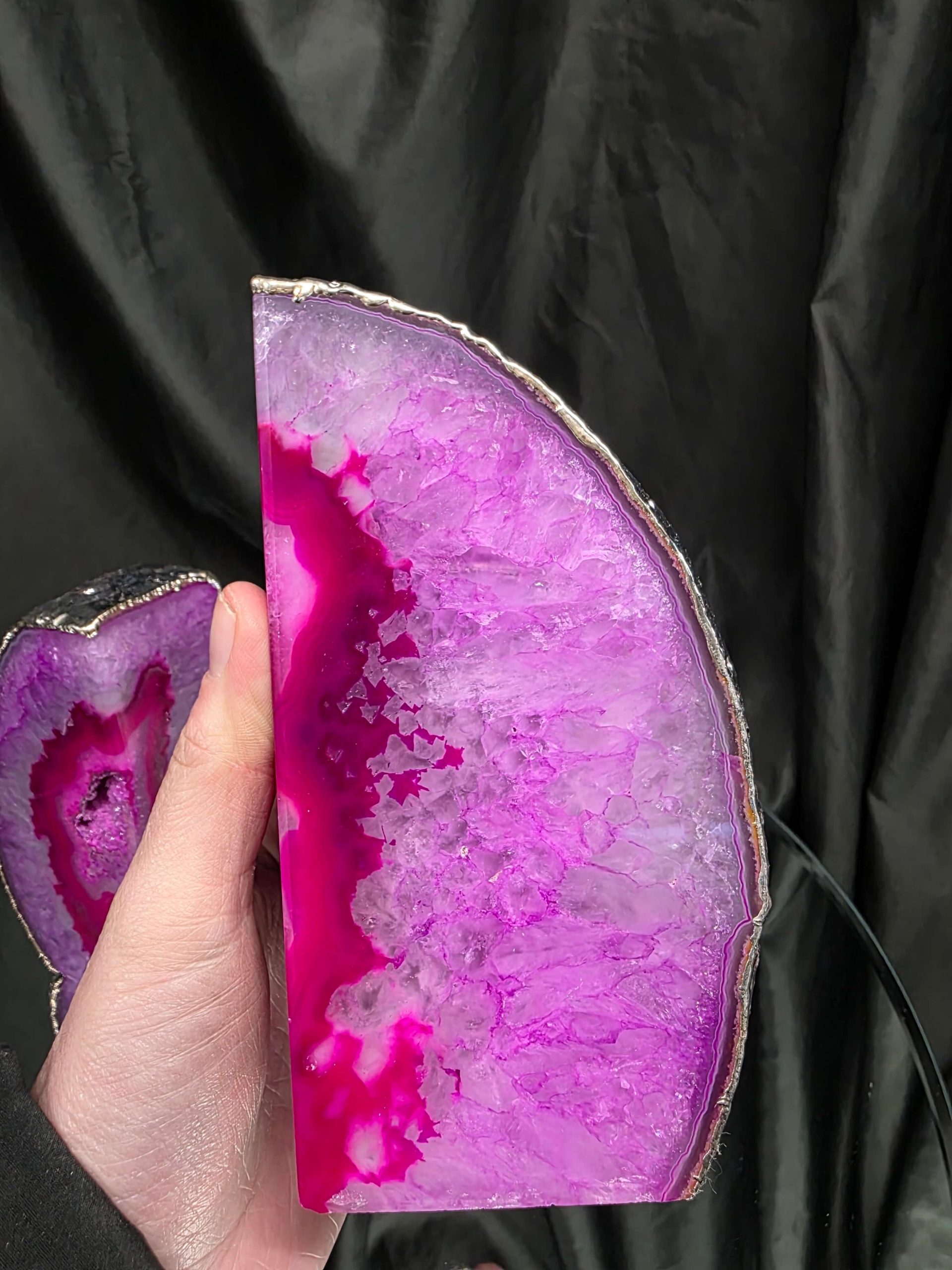 Pink Agate Silver Edge Microcrystalline Quartz Premium Bookends 1 Ornament Handpicked Size 2.673kg H15xW17xD6.5cm - Image 10