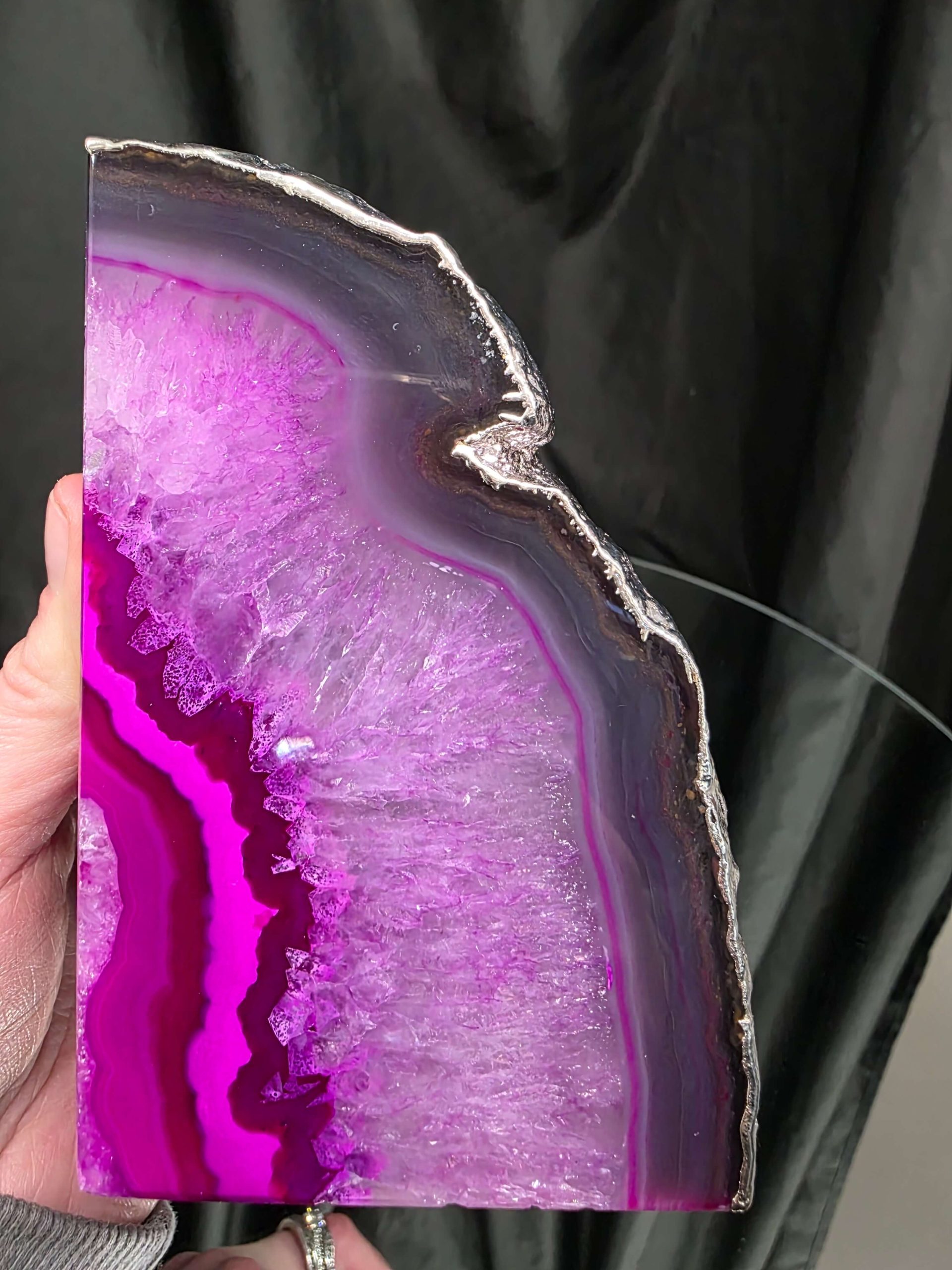 Pink Agate Silver Edge Microcrystalline Quartz Premium Bookends 2 Ornament Handpicked Size 2.028kg H13xW16xD8cm - Image 11