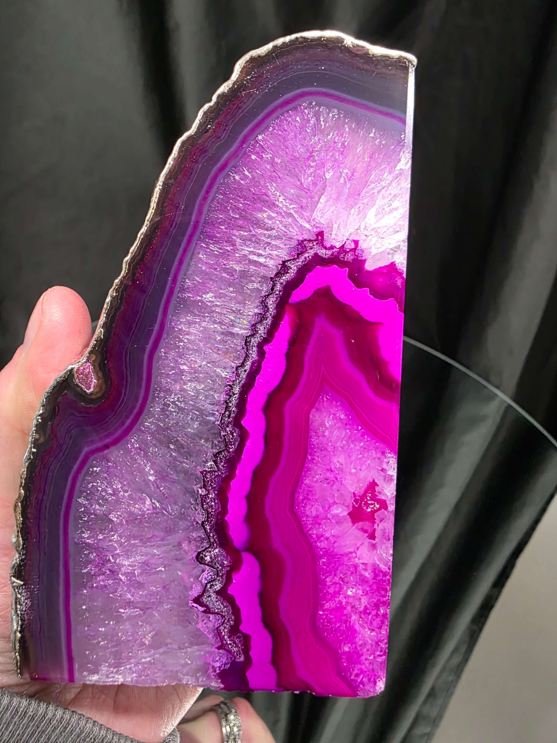 Pink Agate Silver Edge Microcrystalline Quartz Premium Bookends 2 Ornament Handpicked Size 2.028kg H13xW16xD8cm - Image 12