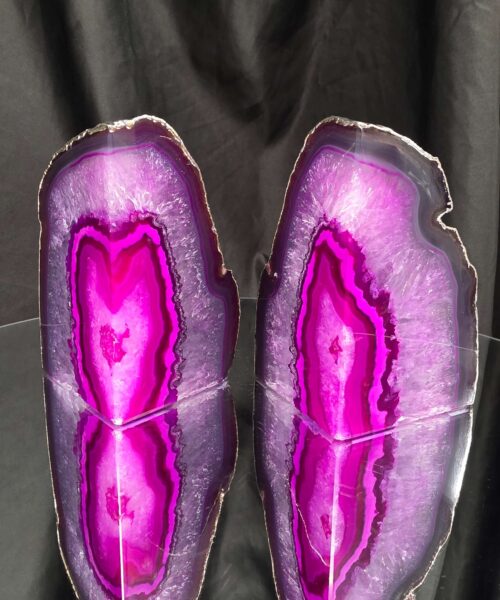 Pink Agate Silver Edge Microcrystalline Quartz Premium Bookends 2 Ornament Handpicked Size 2.028kg H13xW16xD8cm - Image 13