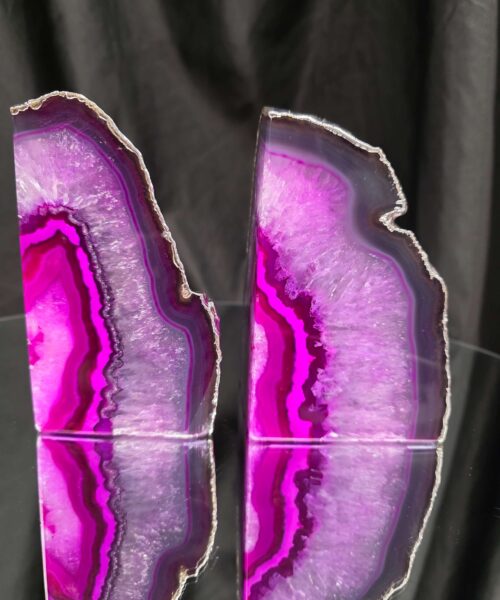 Pink Agate Silver Edge Microcrystalline Quartz Premium Bookends 2 Ornament Handpicked Size 2.028kg H13xW16xD8cm - Image 14
