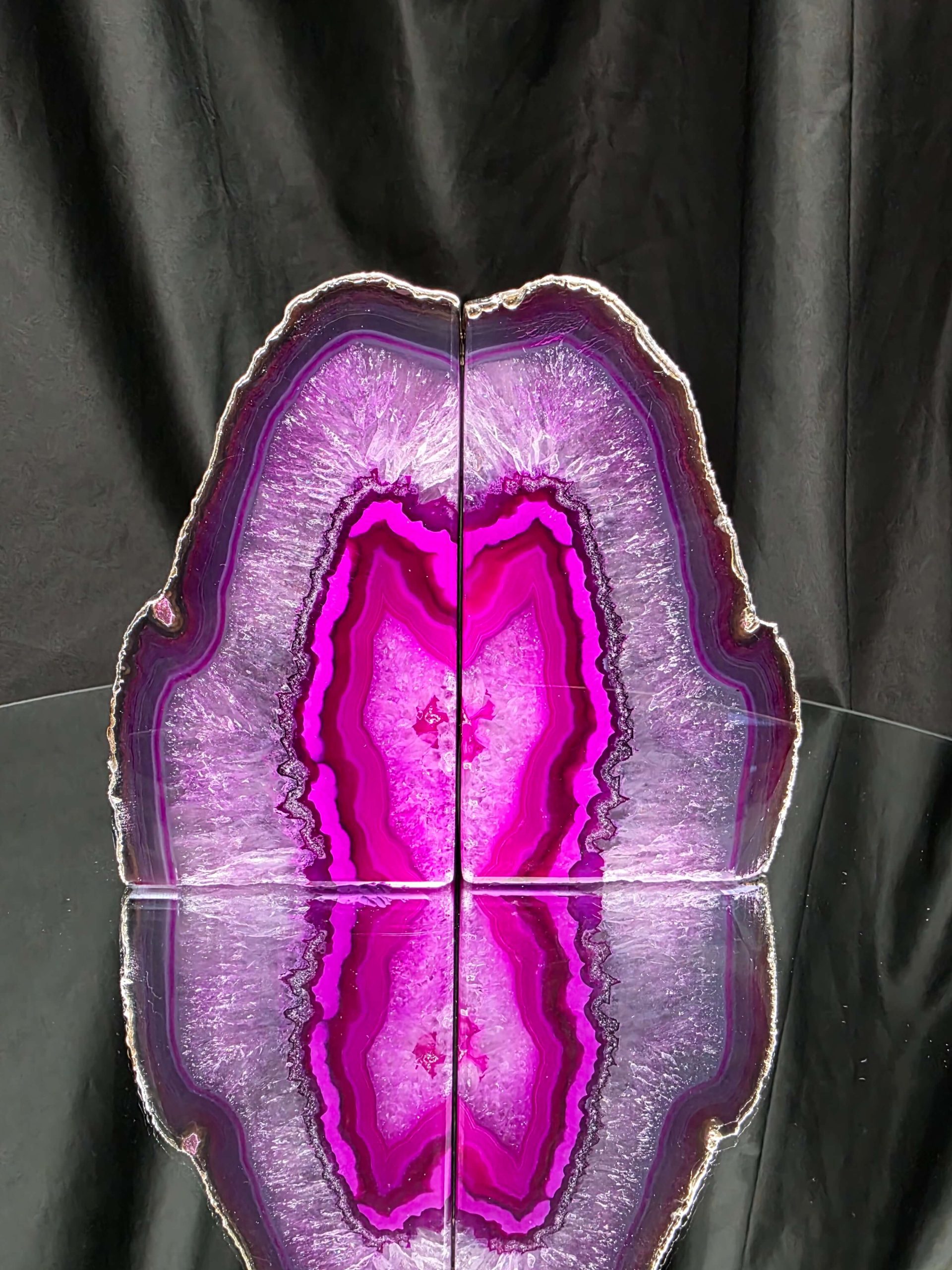 Pink Agate Silver Edge Microcrystalline Quartz Premium Bookends 2 Ornament Handpicked Size 2.028kg H13xW16xD8cm - Image 16