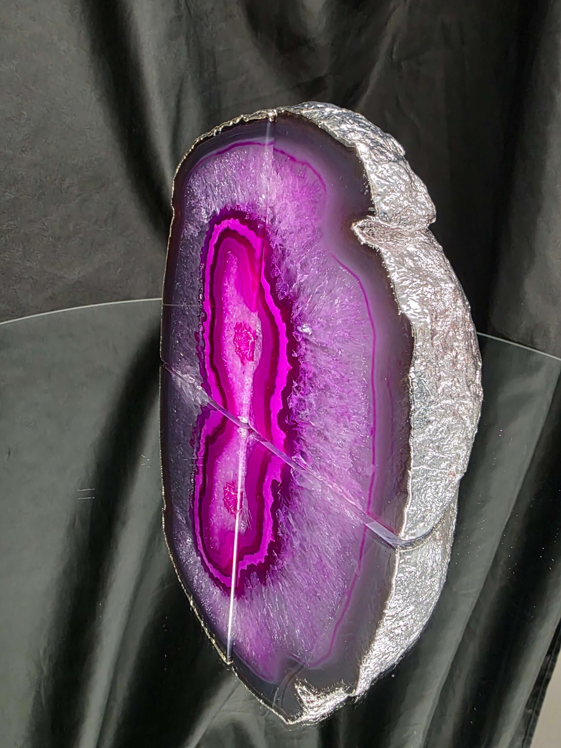 Pink Agate Silver Edge Microcrystalline Quartz Premium Bookends 2 Ornament Handpicked Size 2.028kg H13xW16xD8cm - Image 4