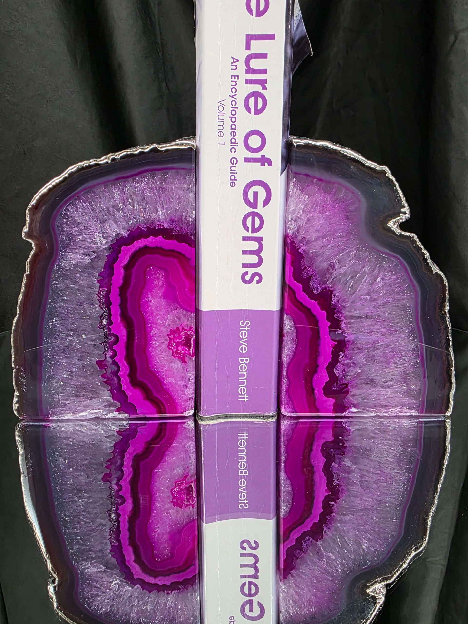 Pink Agate Silver Edge Microcrystalline Quartz Premium Bookends 2 Ornament Handpicked Size 2.028kg H13xW16xD8cm - Image 5