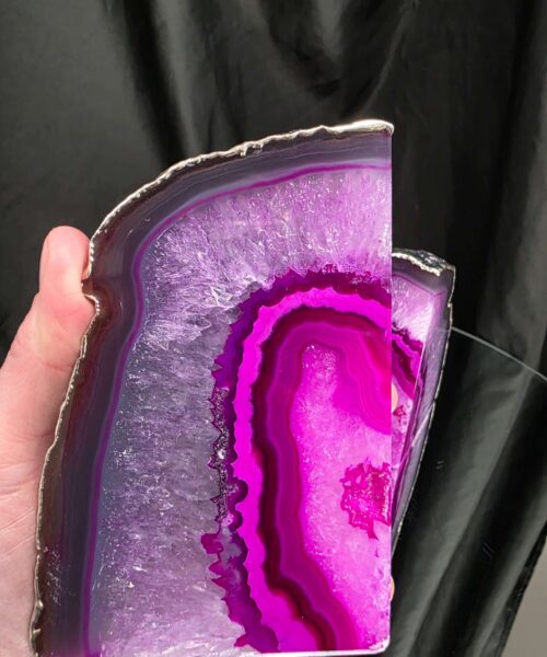 Pink Agate Silver Edge Microcrystalline Quartz Premium Bookends 2 Ornament Handpicked Size 2.028kg H13xW16xD8cm - Image 8