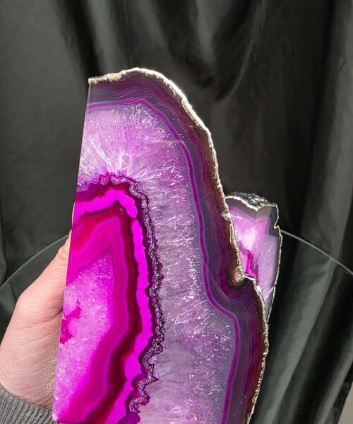 Pink Agate Silver Edge Microcrystalline Quartz Premium Bookends 2 Ornament Handpicked Size 2.028kg H13xW16xD8cm - Image 9