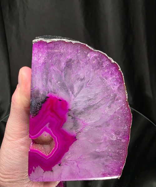 Pink Agate Silver Edge Microcrystalline Quartz Premium Bookends 3 Ornament Handpicked Size 2.103kg H11xW16xD7cm - Image 11