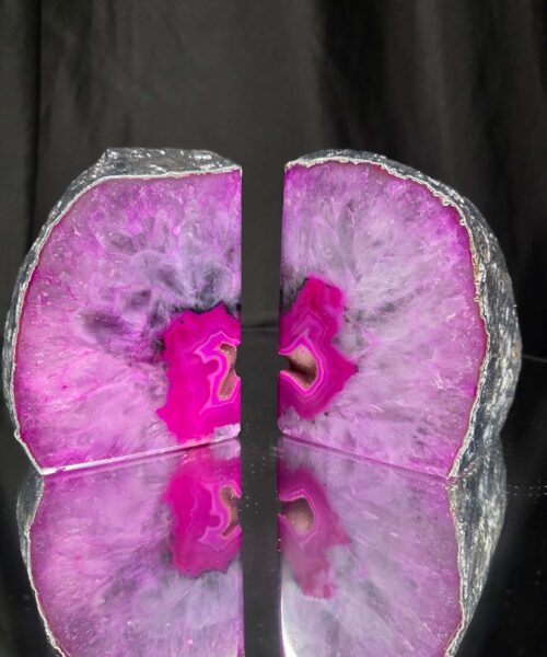 Pink Agate Silver Edge Microcrystalline Quartz Premium Bookends 3 Ornament Handpicked Size 2.103kg H11xW16xD7cm - Image 13