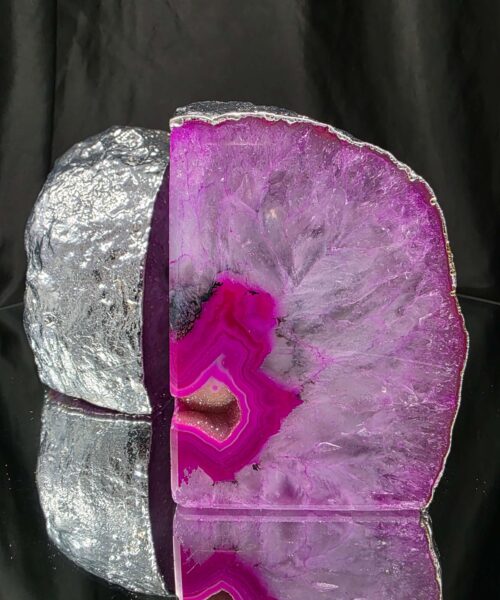 Pink Agate Silver Edge Microcrystalline Quartz Premium Bookends 3 Ornament Handpicked Size 2.103kg H11xW16xD7cm - Image 14