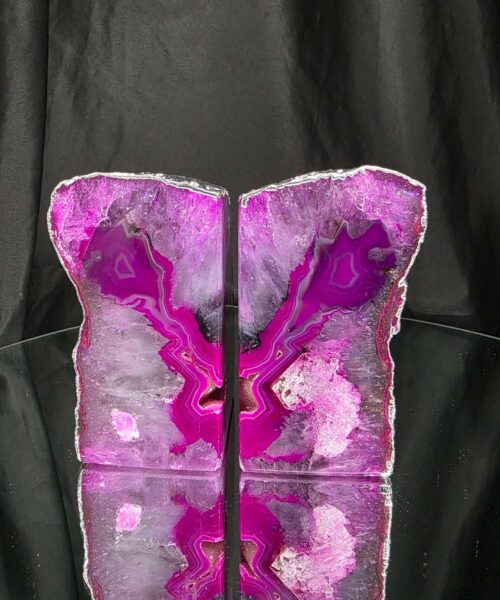 Pink Agate Silver Edge Microcrystalline Quartz Premium Bookends 3 Ornament Handpicked Size 2.103kg H11xW16xD7cm - Image 15