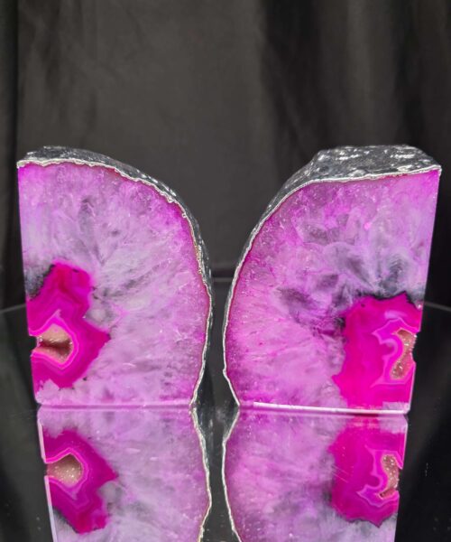 Pink Agate Silver Edge Microcrystalline Quartz Premium Bookends 3 Ornament Handpicked Size 2.103kg H11xW16xD7cm - Image 16