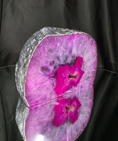 Pink Agate Silver Edge Microcrystalline Quartz Premium Bookends 3 Ornament Handpicked Size 2.103kg H11xW16xD7cm - Image 3