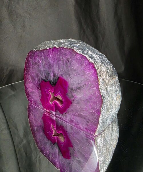 Pink Agate Silver Edge Microcrystalline Quartz Premium Bookends 3 Ornament Handpicked Size 2.103kg H11xW16xD7cm - Image 4