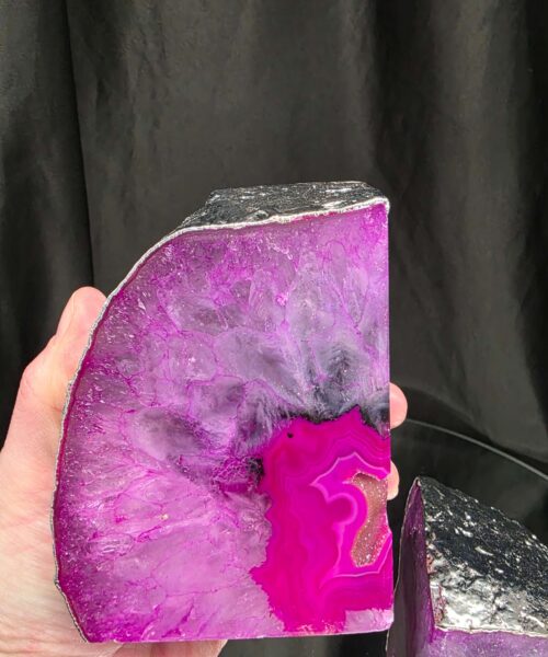 Pink Agate Silver Edge Microcrystalline Quartz Premium Bookends 3 Ornament Handpicked Size 2.103kg H11xW16xD7cm - Image 8
