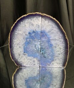 Purple Agate 24ct Gold Edge Microcrystalline Quartz Premium Bookends 1 Ornament Handpicked Size 2.001kg H14xW15xD7cm