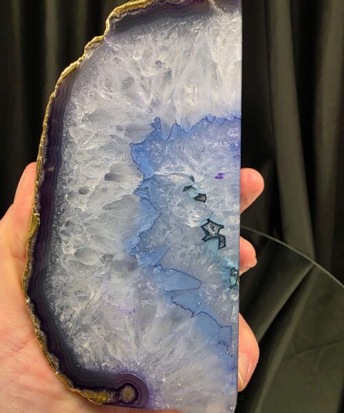 Purple Agate 24ct Gold Edge Microcrystalline Quartz Premium Bookends 1 Ornament Handpicked Size 2.001kg H14xW15xD7cm - Image 11
