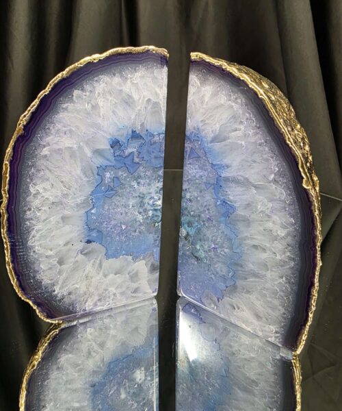 Purple Agate 24ct Gold Edge Microcrystalline Quartz Premium Bookends 1 Ornament Handpicked Size 2.001kg H14xW15xD7cm - Image 12