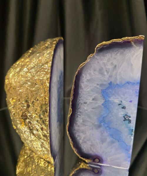 Purple Agate 24ct Gold Edge Microcrystalline Quartz Premium Bookends 1 Ornament Handpicked Size 2.001kg H14xW15xD7cm - Image 13