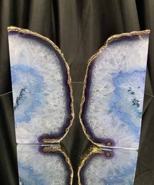 Purple Agate 24ct Gold Edge Microcrystalline Quartz Premium Bookends 1 Ornament Handpicked Size 2.001kg H14xW15xD7cm - Image 14