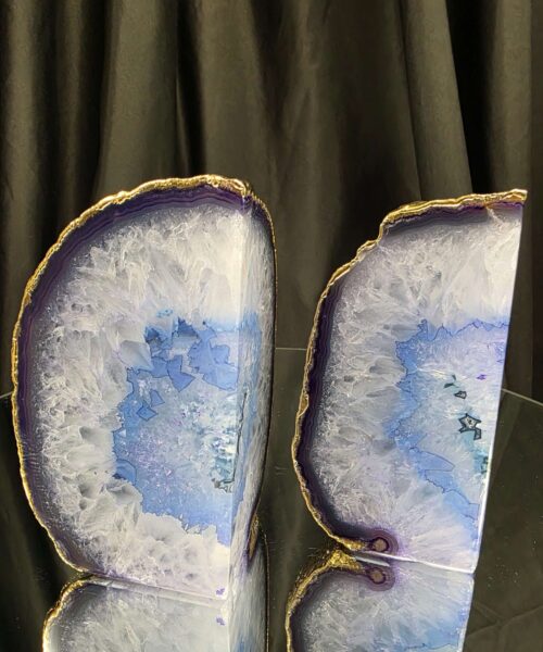 Purple Agate 24ct Gold Edge Microcrystalline Quartz Premium Bookends 1 Ornament Handpicked Size 2.001kg H14xW15xD7cm - Image 15