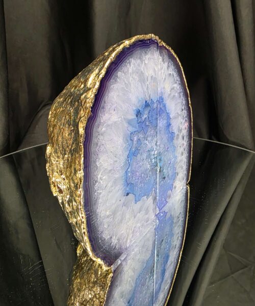Purple Agate 24ct Gold Edge Microcrystalline Quartz Premium Bookends 1 Ornament Handpicked Size 2.001kg H14xW15xD7cm - Image 3