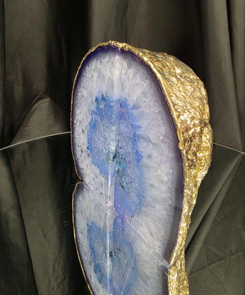Purple Agate 24ct Gold Edge Microcrystalline Quartz Premium Bookends 1 Ornament Handpicked Size 2.001kg H14xW15xD7cm - Image 4