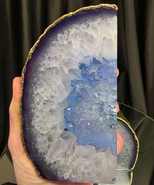 Purple Agate 24ct Gold Edge Microcrystalline Quartz Premium Bookends 1 Ornament Handpicked Size 2.001kg H14xW15xD7cm - Image 8