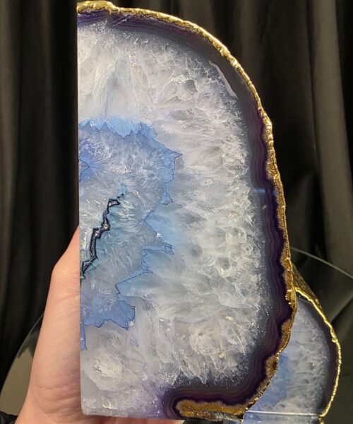 Purple Agate 24ct Gold Edge Microcrystalline Quartz Premium Bookends 1 Ornament Handpicked Size 2.001kg H14xW15xD7cm - Image 9