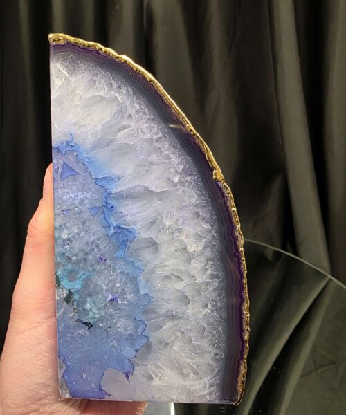 Purple Agate 24ct Gold Edge Microcrystalline Quartz Premium Bookends 1 Ornament Handpicked Size 2.001kg H14xW15xD7cm - Image 10
