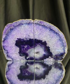 Alternative view of Purple Agate 24ct Gold Edge Microcrystalline Quartz Premium Bookends 3 Ornament Handpicked Size 2.004kg H13xW20xD7cm