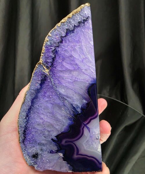 Purple Agate 24ct Gold Edge Microcrystalline Quartz Premium Bookends 3 Ornament Handpicked Size 2.004kg H13xW20xD7cm - Image 11
