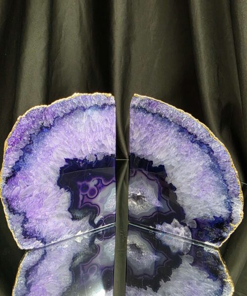 Purple Agate 24ct Gold Edge Microcrystalline Quartz Premium Bookends 3 Ornament Handpicked Size 2.004kg H13xW20xD7cm - Image 12