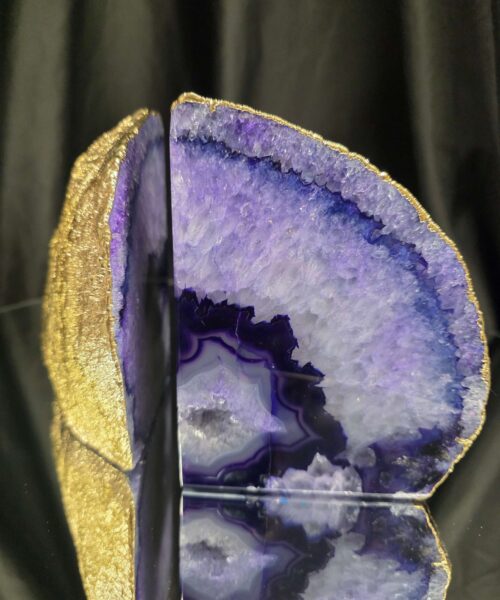 Purple Agate 24ct Gold Edge Microcrystalline Quartz Premium Bookends 3 Ornament Handpicked Size 2.004kg H13xW20xD7cm - Image 13