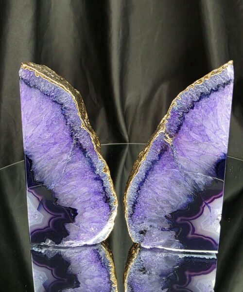 Purple Agate 24ct Gold Edge Microcrystalline Quartz Premium Bookends 3 Ornament Handpicked Size 2.004kg H13xW20xD7cm - Image 14