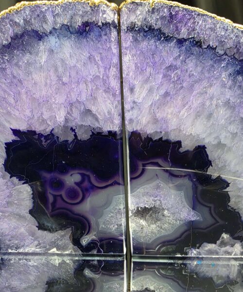 Purple Agate 24ct Gold Edge Microcrystalline Quartz Premium Bookends 3 Ornament Handpicked Size 2.004kg H13xW20xD7cm - Image 16