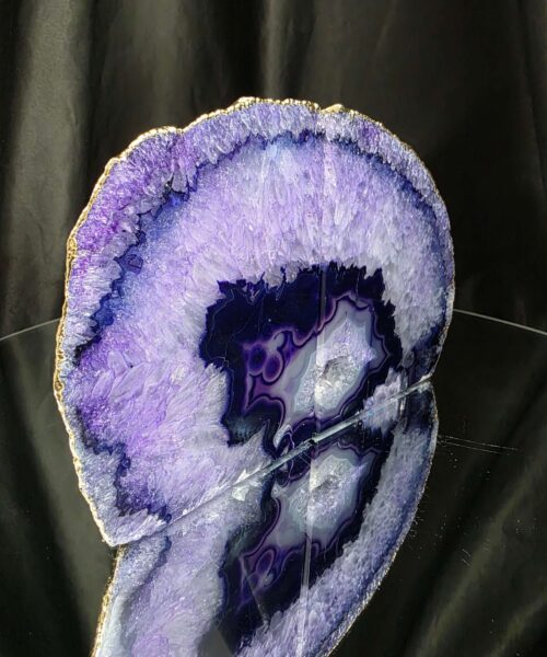 Purple Agate 24ct Gold Edge Microcrystalline Quartz Premium Bookends 3 Ornament Handpicked Size 2.004kg H13xW20xD7cm - Image 3