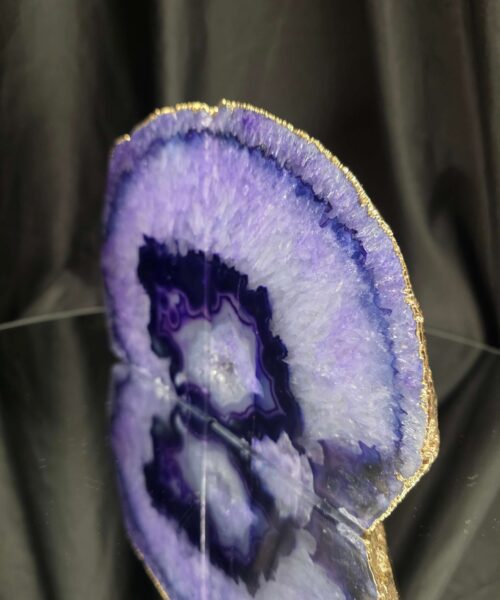 Purple Agate 24ct Gold Edge Microcrystalline Quartz Premium Bookends 3 Ornament Handpicked Size 2.004kg H13xW20xD7cm - Image 4