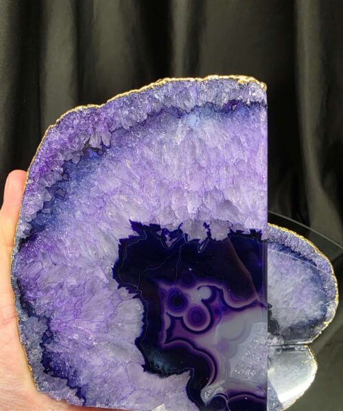 Purple Agate 24ct Gold Edge Microcrystalline Quartz Premium Bookends 3 Ornament Handpicked Size 2.004kg H13xW20xD7cm - Image 8