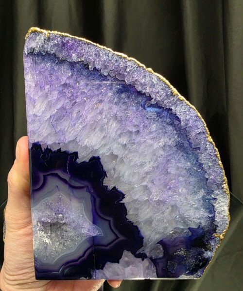 Purple Agate 24ct Gold Edge Microcrystalline Quartz Premium Bookends 3 Ornament Handpicked Size 2.004kg H13xW20xD7cm - Image 10