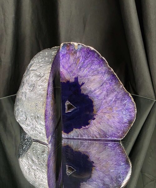 Purple Agate Silver Edge Microcrystalline Quartz Premium Bookends 1 Ornament Handpicked Size 1.578kg H11xW17xD7cm - Image 14