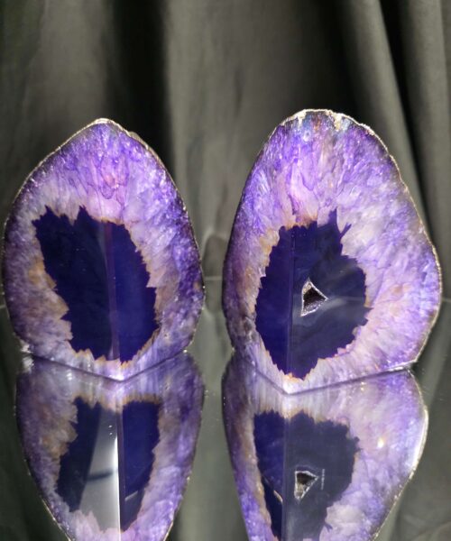 Purple Agate Silver Edge Microcrystalline Quartz Premium Bookends 1 Ornament Handpicked Size 1.578kg H11xW17xD7cm - Image 15